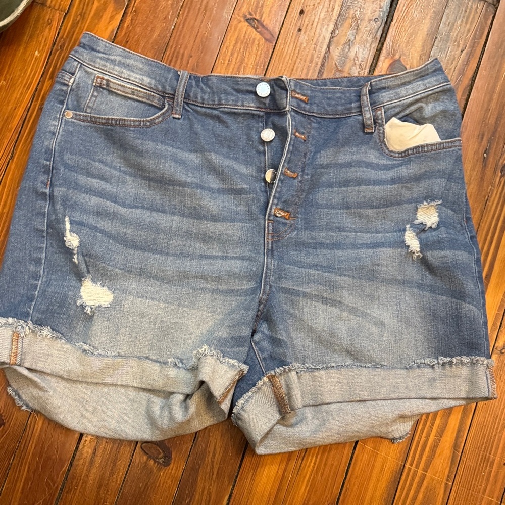Jennifer Lopez Blue Distressed Jean Shorts